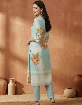 Women Ethnic Motifs Printed Mirror Work Cotton Kurta with Trousers & With Dupatta 5