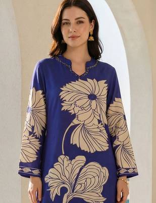 Women Floral Printed Beads and Stones Kurta with Palazzos 3