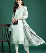 Floral Embroidered Kurta with Trousers & Dupatta