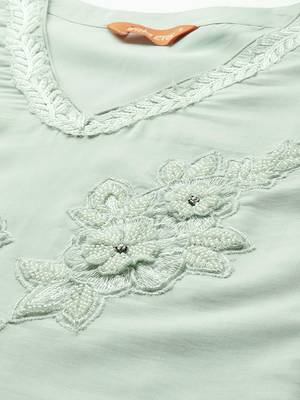 Floral Embroidered Kurta with Trousers & Dupatta 2