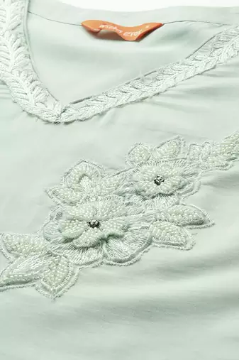 Floral Embroidered Kurta with Trousers & Dupatta
