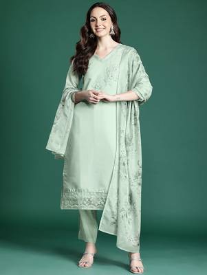 Floral Embroidered Kurta with Trousers & Dupatta 5