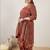 Plus Size Maroon Printed A-Line Kurta Trousers With Dupatta Set