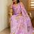 magenta floral printed chiffon saree with unstitched blouse piece