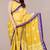 yellow batik printed chiffon saree with unstitched blouse piece