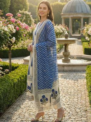 Women Ethnic Motifs Printed Angrakha Sequinned Cotton Kurta with Trousers & With Dupatta 3