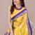 yellow batik printed chiffon saree with unstitched blouse piece