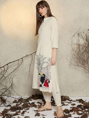 Women Ethnic Motifs Embroidered Cotton Kurta with Palazzo 3