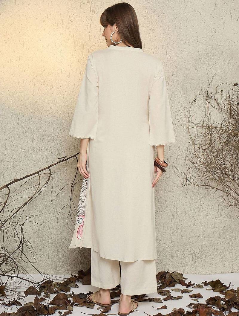 Women Ethnic Motifs Embroidered Cotton Kurta with Palazzo
