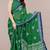 green batik printed chiffon saree with unstitched blouse piece