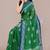 green batik printed chiffon saree with unstitched blouse piece