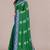 green batik printed chiffon saree with unstitched blouse piece