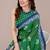 green batik printed chiffon saree with unstitched blouse piece