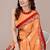 orange batik printed chiffon saree with unstitched blouse piece