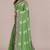 green batik printed chiffon saree with unstitched blouse piece