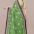 green batik printed chiffon saree with unstitched blouse piece