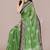 green batik printed chiffon saree with unstitched blouse piece