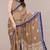 brown batik printed chiffon saree with unstitched blouse piece