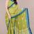 green batik printed chiffon saree with unstitched blouse piece