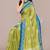 green batik printed chiffon saree with unstitched blouse piece
