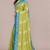 green batik printed chiffon saree with unstitched blouse piece
