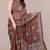 brown batik printed chiffon saree with unstitched blouse piece