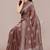 brown batik printed chiffon saree with unstitched blouse piece
