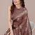 brown batik printed chiffon saree with unstitched blouse piece