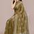 mustard batik printed chiffon saree with unstitched blouse piece