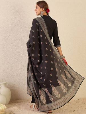 Women Ethnic Motifs Printed Mirror Work Cotton Kurta with Trousers & Dupatta 4