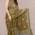 mustard batik printed chiffon saree with unstitched blouse piece
