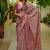 coral floral printed cotton silk saree with unstitched blouse piece