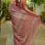 coral floral printed cotton silk saree with unstitched blouse piece