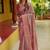 coral floral printed cotton silk saree with unstitched blouse piece