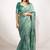 green floral printed cotton silk saree with unstitched blouse piece