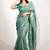 green floral printed cotton silk saree with unstitched blouse piece