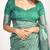 green floral printed cotton silk saree with unstitched blouse piece