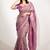 magenta floral printed cotton silk saree with unstitched blouse piece