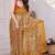 orange floral printed chiffon saree with unstitched blouse piece