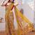 orange floral printed chiffon saree with unstitched blouse piece