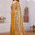 orange floral printed chiffon saree with unstitched blouse piece