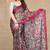 red floral printed chiffon saree with unstitched blouse piece
