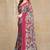 red floral printed chiffon saree with unstitched blouse piece