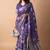 purple floral printed cotton silk saree with unstitched blouse piece