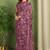 maroon floral printed chiffon saree with unstitched blouse piece