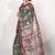 green madhubani ethnic printed viscose cotton saree with unstitched blouse piece