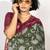 green madhubani ethnic printed viscose cotton saree with unstitched blouse piece