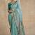 teal floral printed chiffon saree with unstitched blouse piece