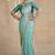 teal floral printed chiffon saree with unstitched blouse piece