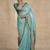 teal floral printed chiffon saree with unstitched blouse piece